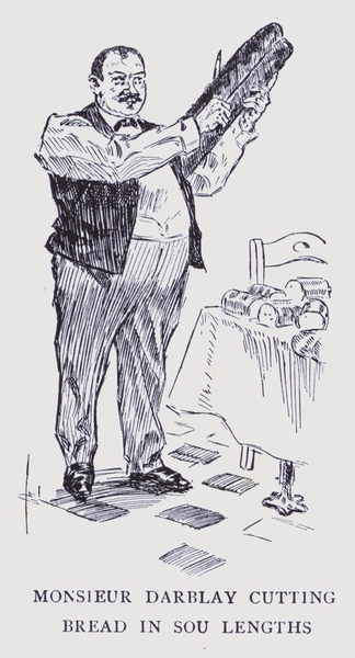 Bohemian Paris: Monsieur Darblay cutting bread in sou lengths von Edward Cucuel