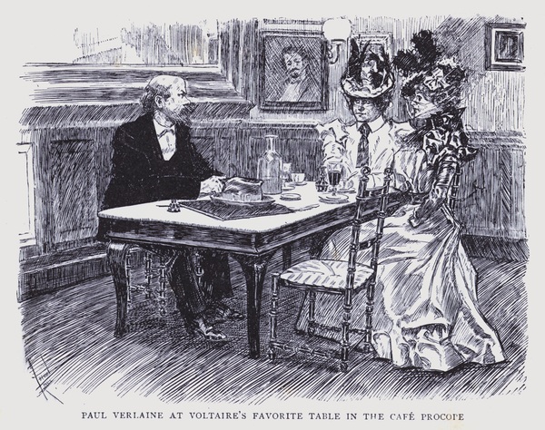 Bohemian Paris: Paul Verlaine at Voltaires favorite table in the Cafe Procope von Edward Cucuel