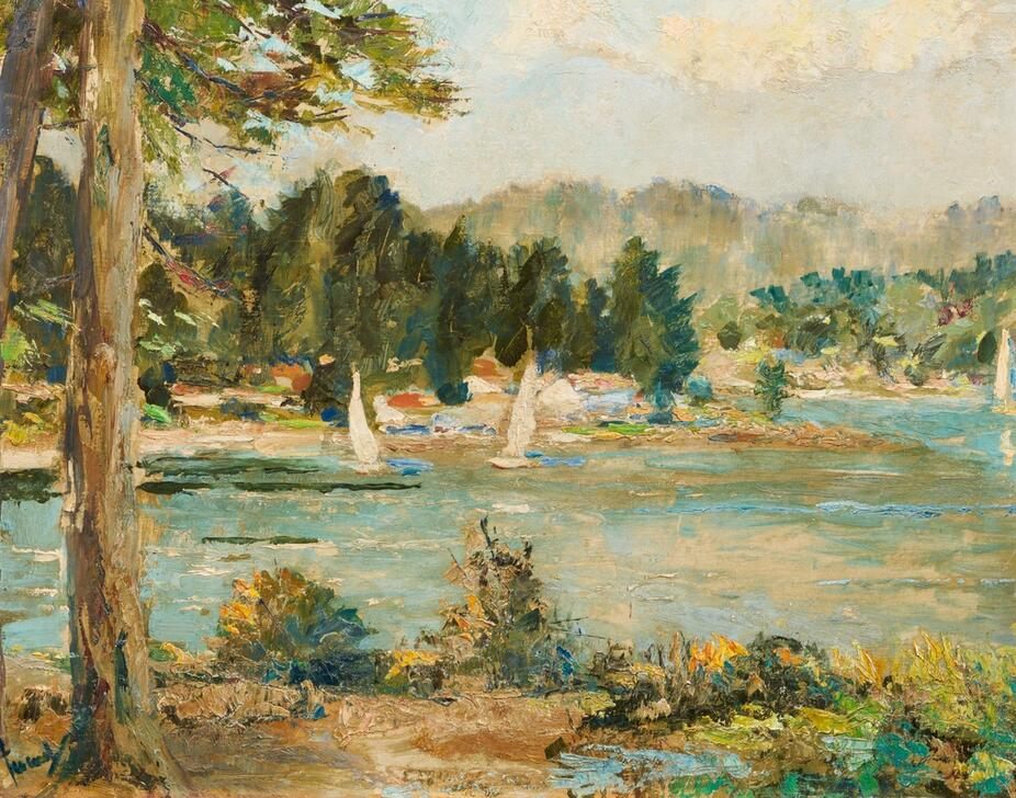 Sailboats on Lake von Edward Cucuel
