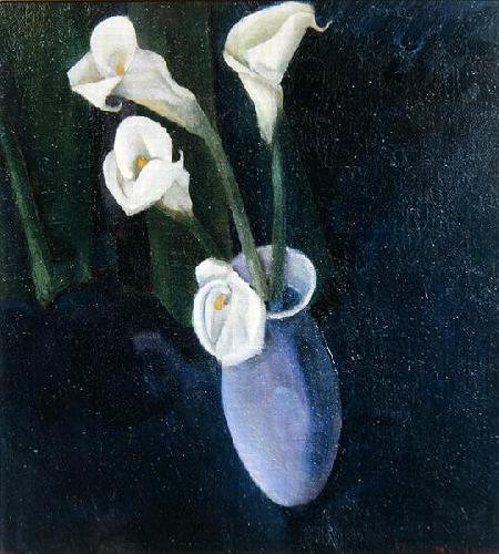 Accas Lilies in a Blue Vase