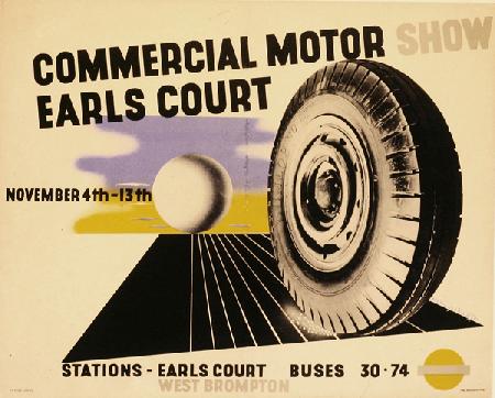 Poster advertising the Commercial Motor Show at Earls Court, London
