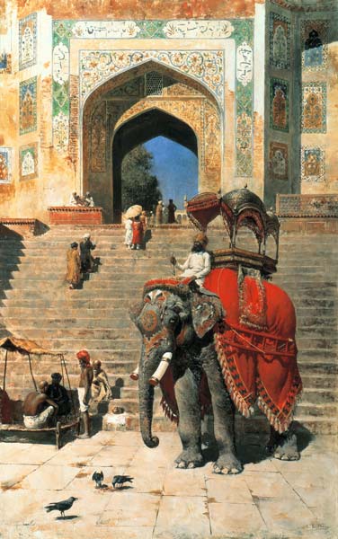 Elefant am Eingang zur Jama Masjid Moschee. von Edwin Lord Weeks