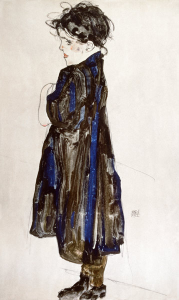 Halbwüchsiges Bauernmädchen, stehend. von Egon Schiele