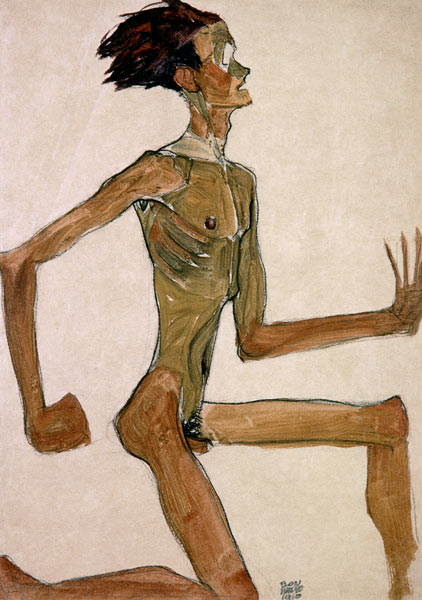 Bildnis eines knieenden Mannes. von Egon Schiele