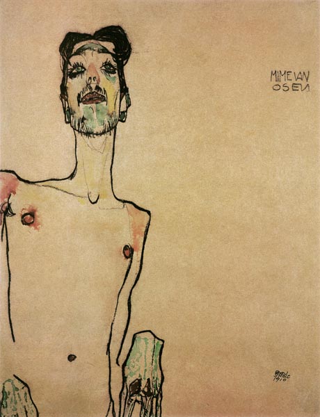 Akt mit erhobenen Handgelenken (Mime van Osen) von Egon Schiele