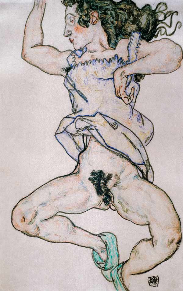 Liegende Frau mit Hausschuhen von Egon Schiele