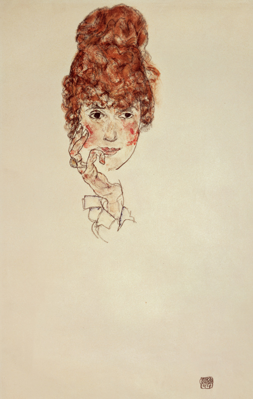 Portraitkopf Edith Schiele von Egon Schiele