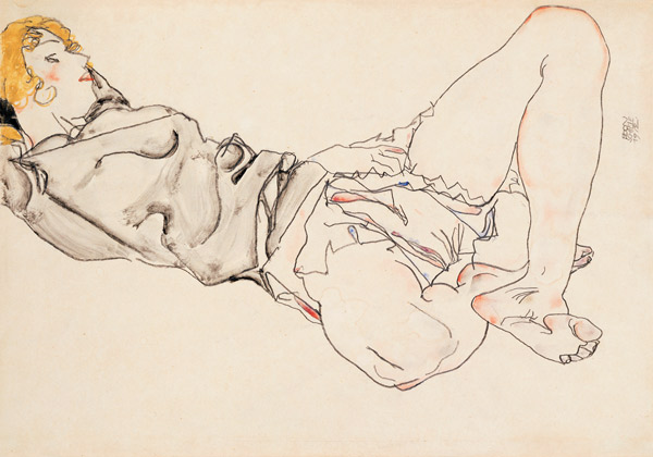 Reclining Woman With Blond Hair von Egon Schiele