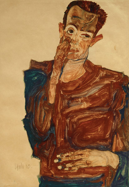 Selbstbildnis mit Hand von Egon Schiele
