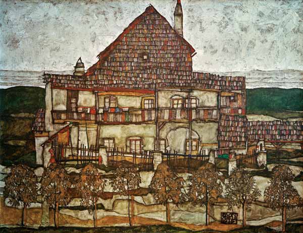 Haus mit Schindeldach (Altes Haus II) von Egon Schiele