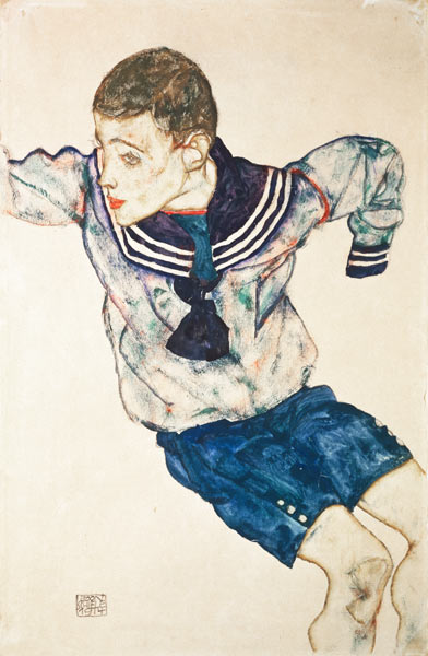 Knabe in Matrosenanzug von Egon Schiele
