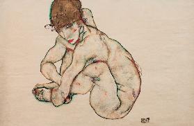 Kauernder Mädchenakt