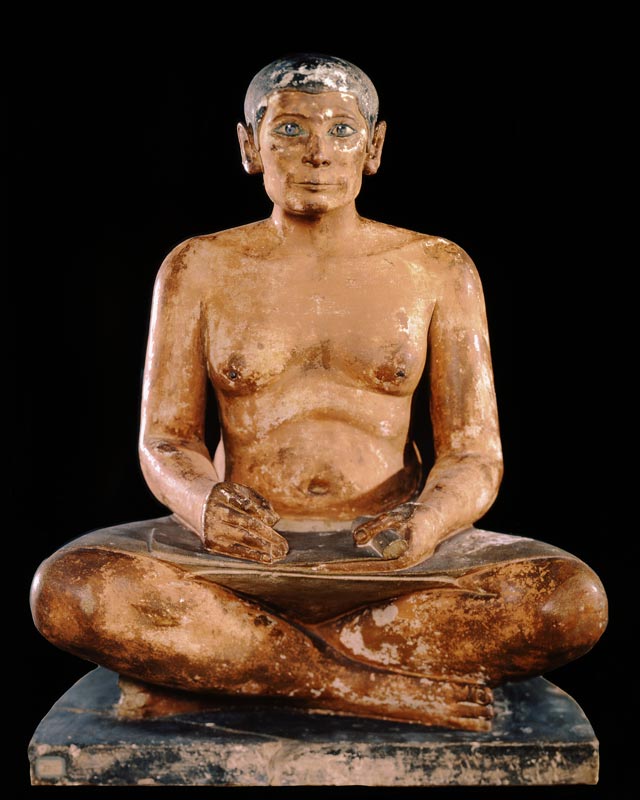 Crouching Scribe Statue, from Saqqara, Old Kingdom (limestone, alabaster & rock crystal) von Egyptian