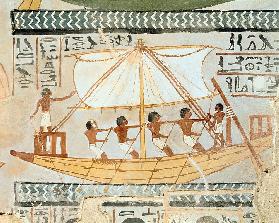 Boatmen on the Nile, from the Tomb of Sennefer, New Kingdom