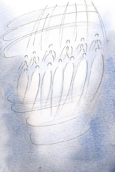 Angels encircled the sanctuary, praying beneath the light of Heaven