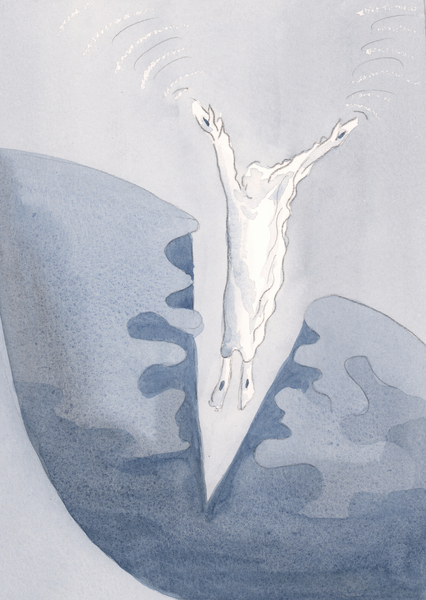 Christ leaps lovingly into the dread dark depths of our hearts von Elizabeth  Wang