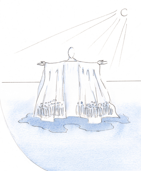 Christ shelters and acts for all who have hidden beneath His garments  He is like a tent or tabernac von Elizabeth  Wang