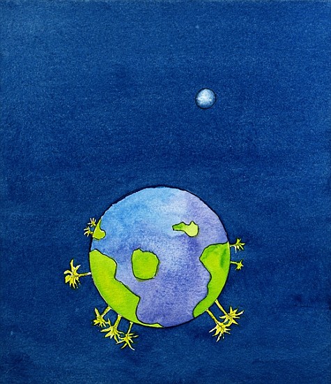 God created the earth and continues to care for it (w/c on paper)  von Elizabeth  Wang