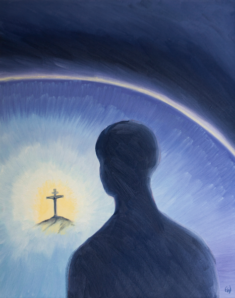 God the Father looks down in love and admiration as Christ willingly suffered to fulfill His plan to von Elizabeth  Wang