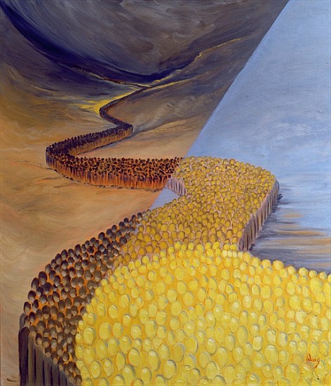 God''s Holy People stretch like a river from ancient times to our own day, 1995 (oil on panel)  von Elizabeth  Wang