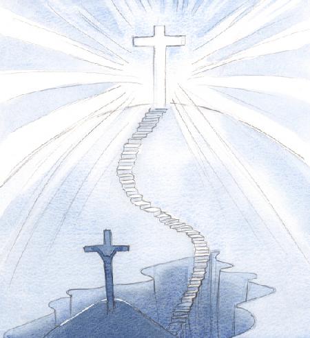 I saw the stairway to joy, and an illuminated cross, now our Holy and Radiant symbol, planted in Hea