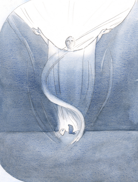 In the darkness, above me I saw His arms stretched out in prayer, reaching out towards the glory tha von Elizabeth  Wang