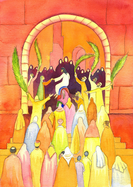 Jesus enters Jerusalem in procession (Palm Sunday) von Elizabeth  Wang