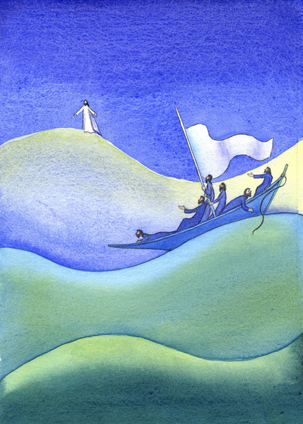 Jesus walks on the water von Elizabeth  Wang