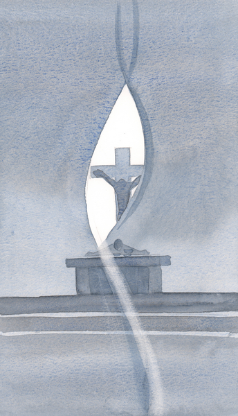 The Holy Spirit pierces the veil at the Holy Mass, and reveals to us the mystery of Christs sufferin von Elizabeth  Wang