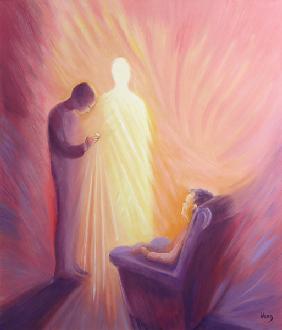 Jesus Christ comes to us in Holy Communion when we are sick or housebound, 1993 (oil on panel) 