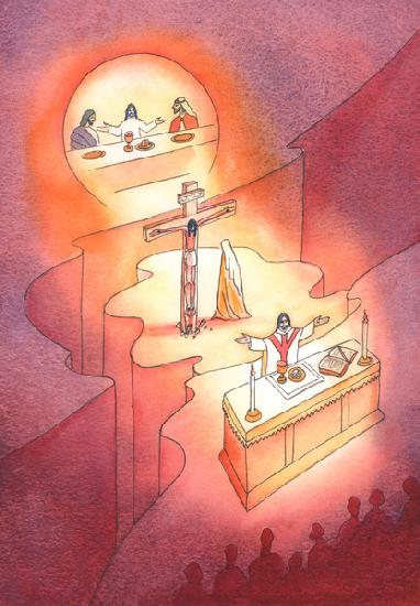 Through the Eucharist, which was instituted at the Last Supper, the Sacrifice of Calvary is re-prese
