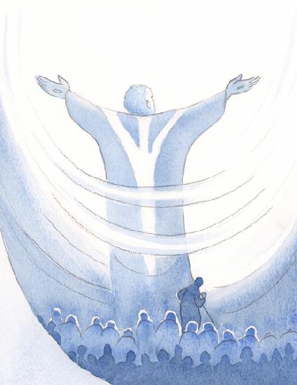 We can unite all our intentions with Christs powerful prayer at Mass, hiding behind his robe, trusti