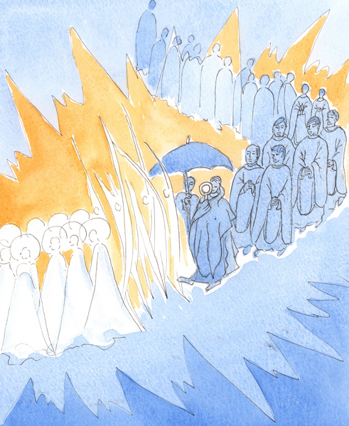 Whenever we honour the Presence of Jesus in the Blessed Sacrament the angels and saints join us in o von Elizabeth  Wang