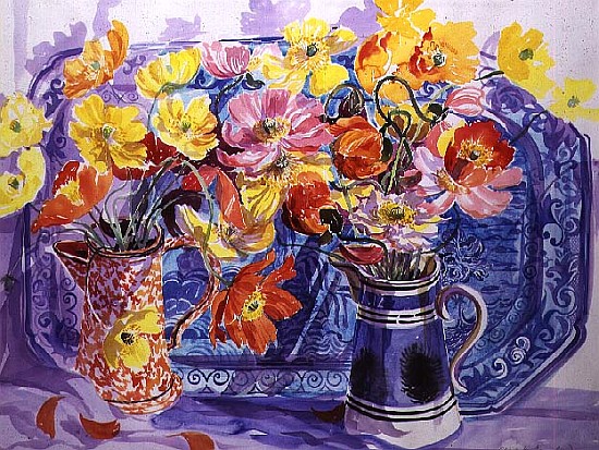 Delft Plate and Iceland Poppies von Elizabeth Jane  Lloyd