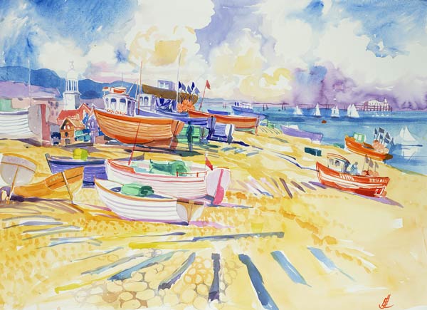 Fishing Boat Beach von Elizabeth Jane  Lloyd