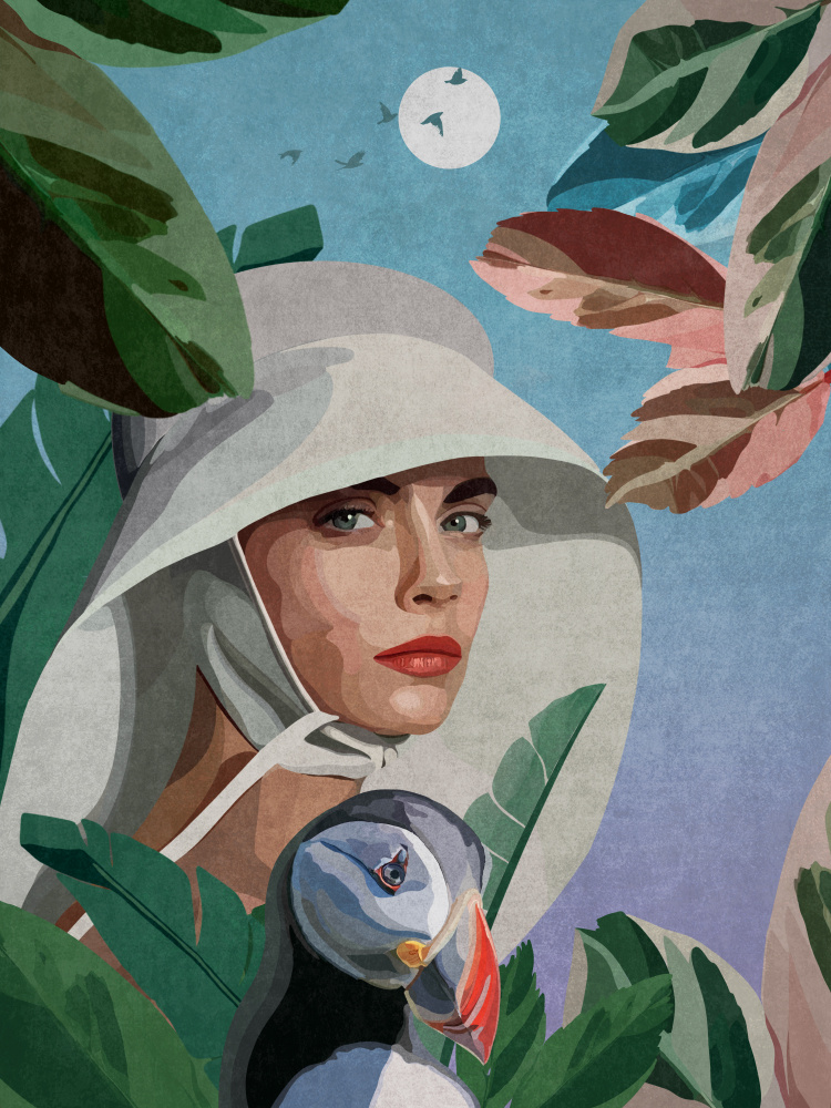 Puffin and Woman von Emel Tunaboylu