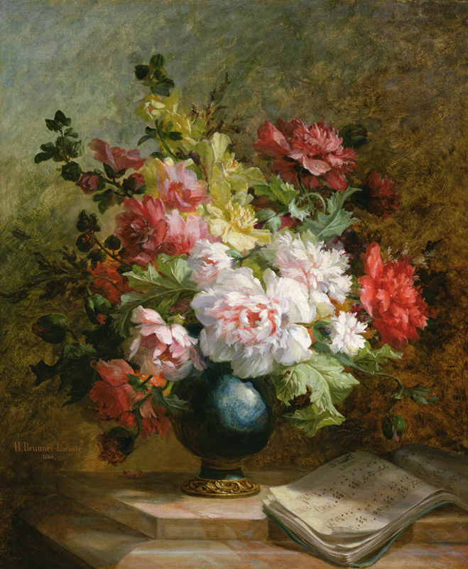 Still life with flowers and sheet music von Emile Henri Brunner-Lacoste