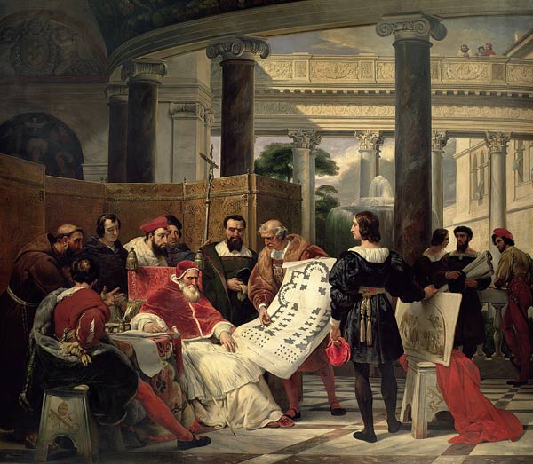 Pope Julius II ordering Bramante, Michelangelo and Raphael to construct the Vatican and St. Peter's von Emile Jean Horace Vernet