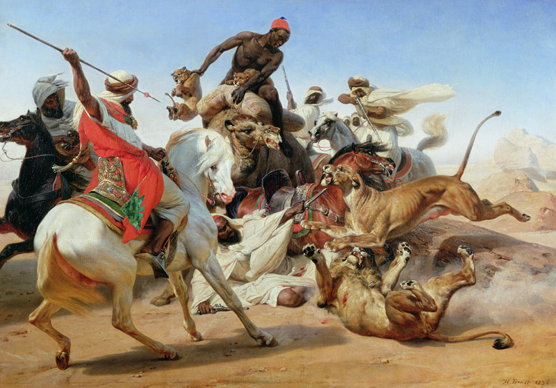 The Lion Hunt von Emile Jean Horace Vernet