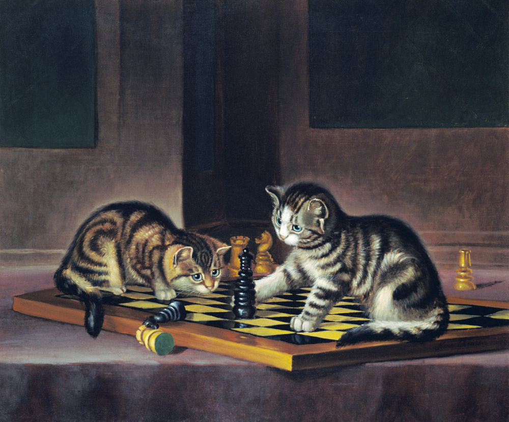 Kittens Playing Chess von English School