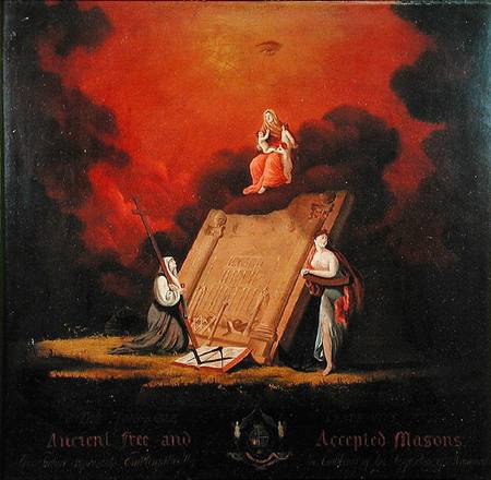 Allegorical Group with Masonic Symbolism von English School