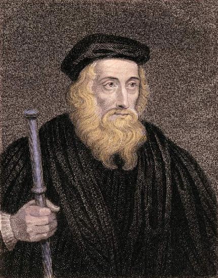 Portrait of John Wycliffe (c.1330-84) engraved by James Posselwhite (1798-1884) after a print by G.