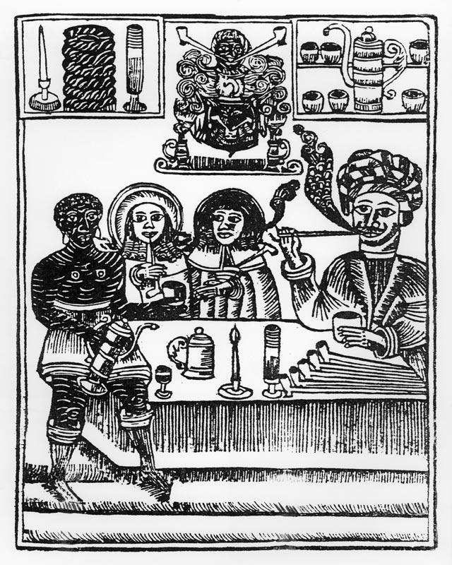 Anti-Smoking Pamphlet (woodcut) (b/w photo) von English School, (17th century)