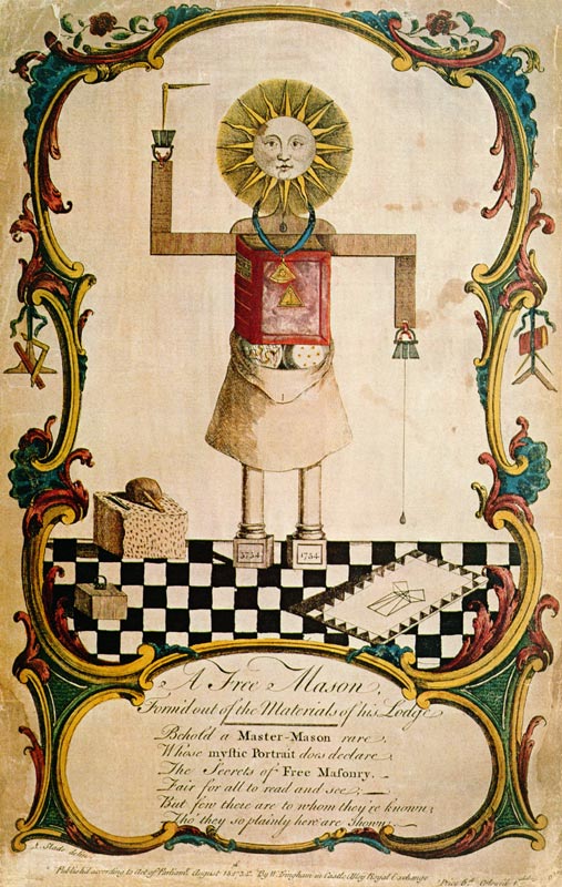 A freemason forged through the tools of his lodge von English School, (18th century)