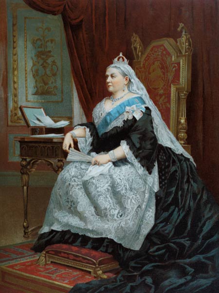 Portrait of Queen Victoria (1819-1901) at the time of her Golden Jubilee in 1887, 1887 (colour litho von English School, (19th century)