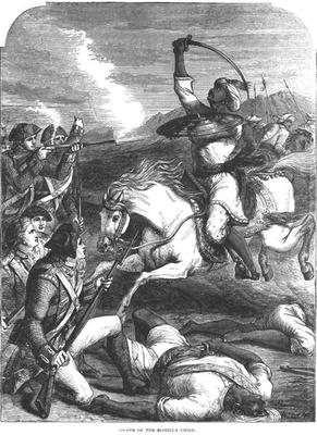 Death of the Rohilla Chief in 1781 (engraving) (b&w photo) von English School, (19th century)