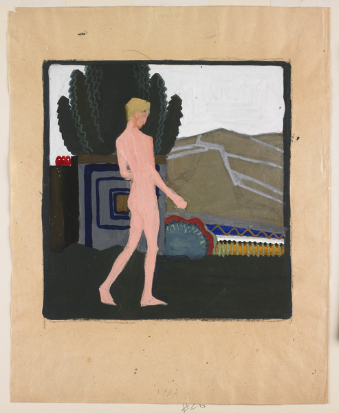 Standing Male Nude in a Landscape von Erich Mallina