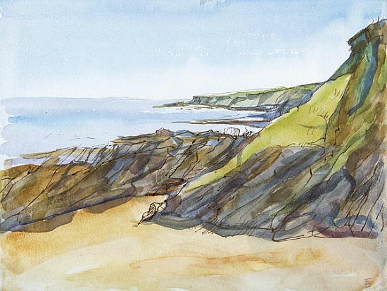 Rocky Beach on the Roseland (pen and ink and and on paper) von Erin  Townsend