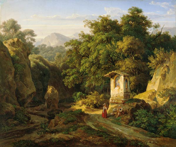 Italienische Landschaft bei Subiaco. von Ernst Fries