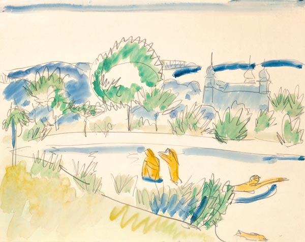 Badende in Moritzburg von Ernst Ludwig Kirchner